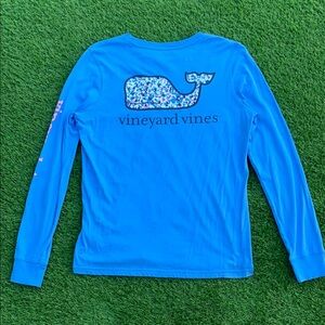 Vineyard Vines Lightweight Long Sleeve Blue Whale Tee